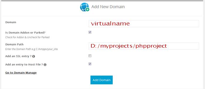 create local php project on aamps