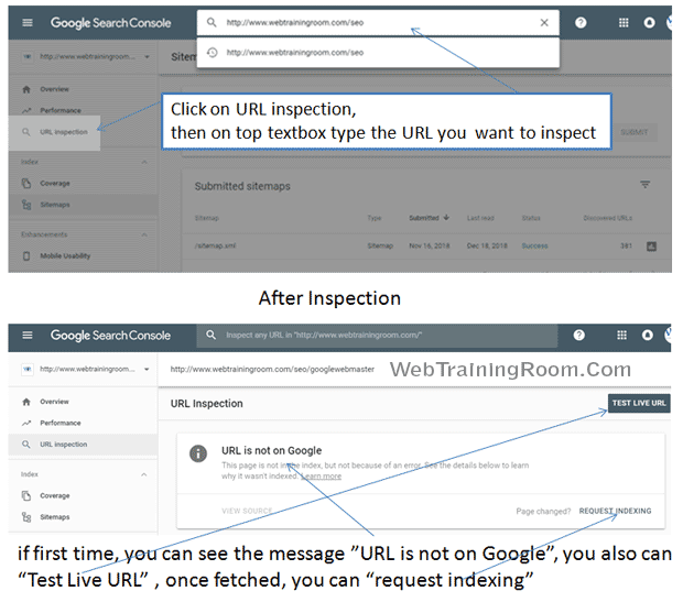 url inspection or fetch as google