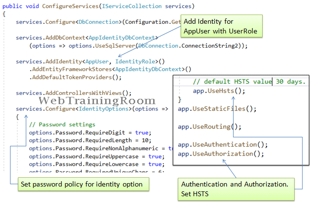 configure identity asp.net core
